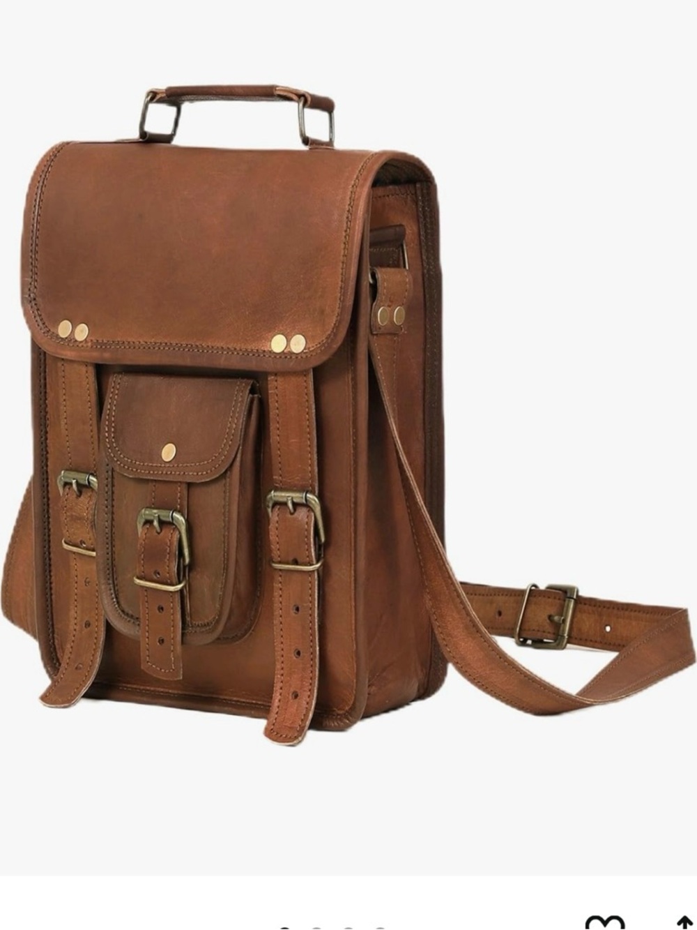 Classic Genuine Leather Messenger Bag - Brown